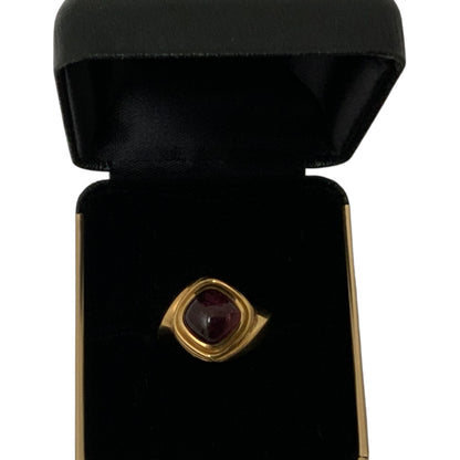 Vintage Mavito 18K Yellow Gold Rubellite / Pink Tourmaline Cabochon Ring Size 5.5 USA 1980s-1990s