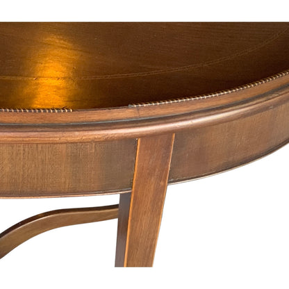Antique English Edwardian Mahogany & Satinwood Marquetry Oval Occasional Table England c. 1900