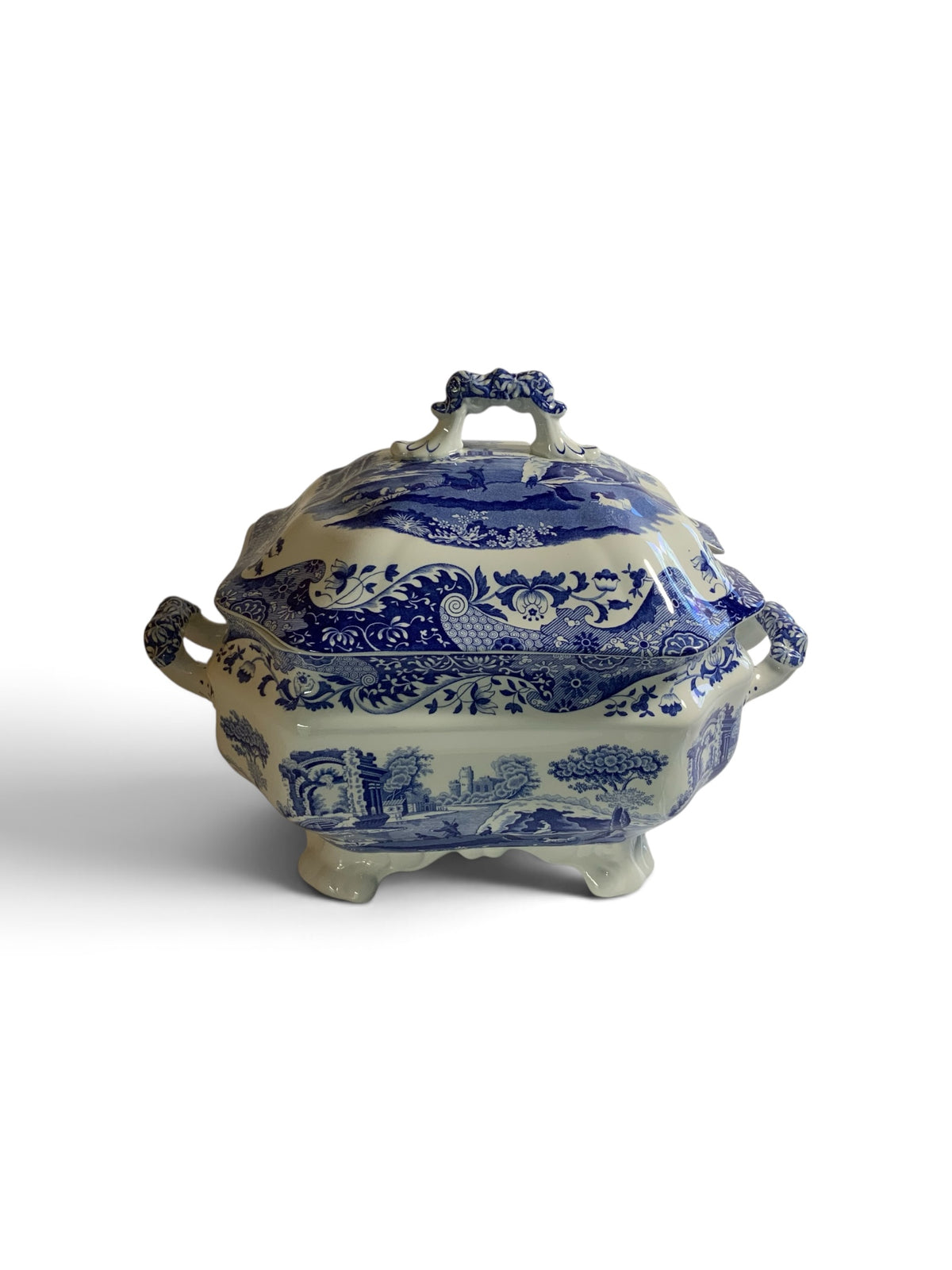 Vintage Authentic Spode Blue Italian Large Soup Tureen w/Lid England c.2000-2009