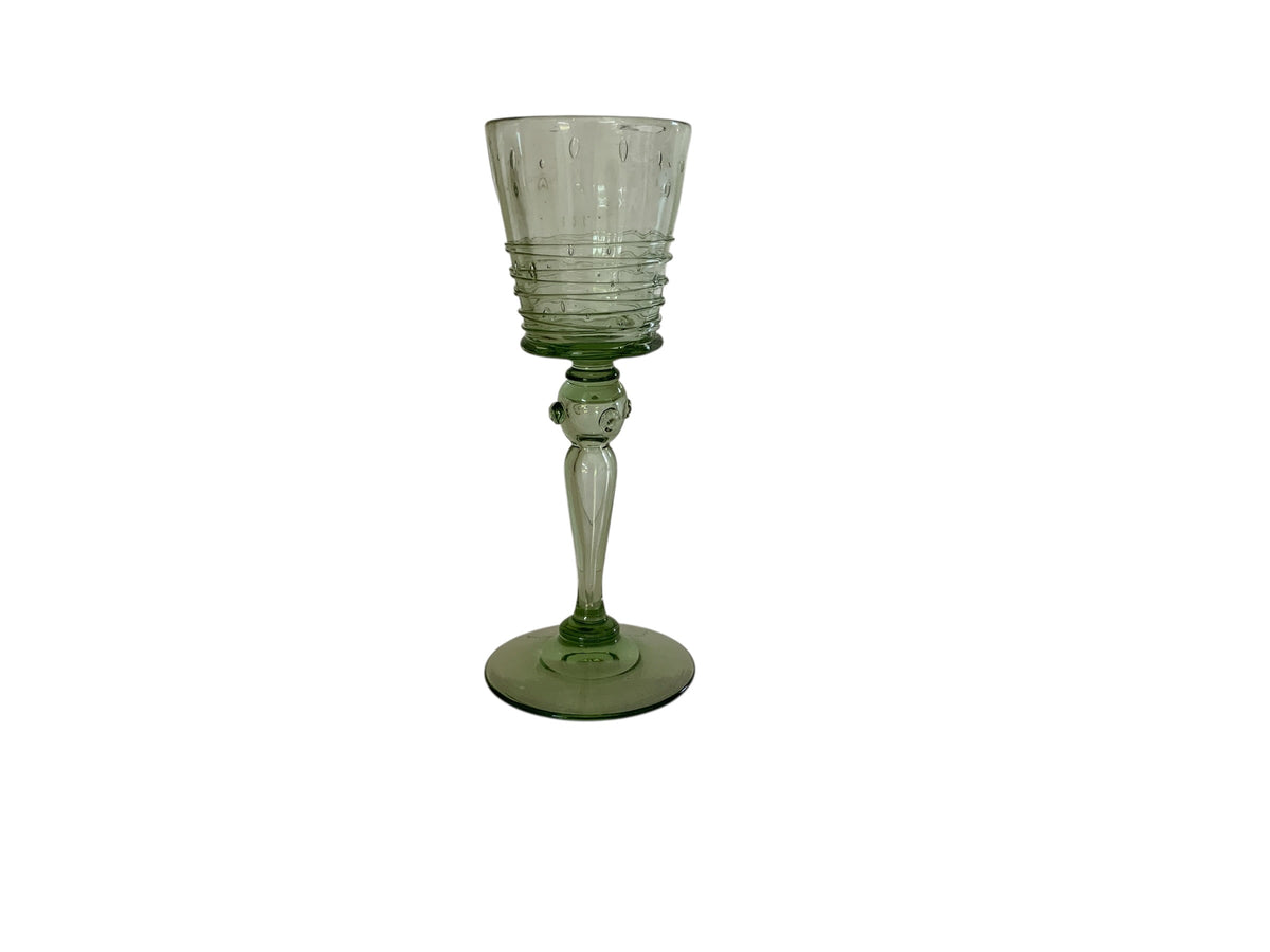 Antique Steuben Frederick Carder Spanish Green Threaded Cordial Glass Shape No. 6359 USA c. 1925