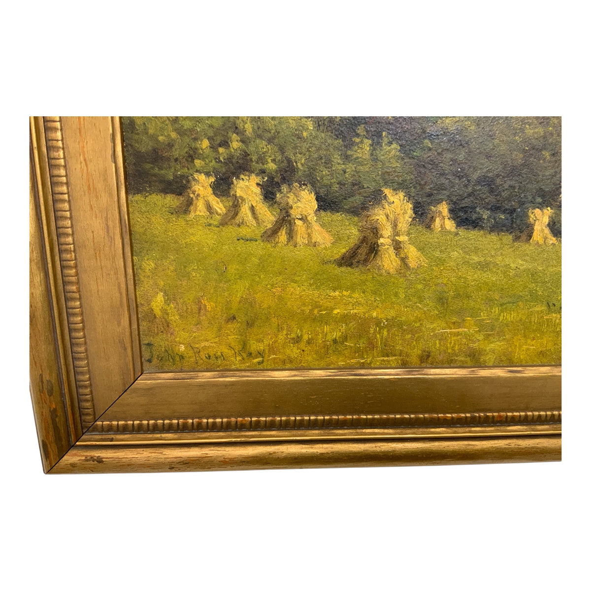 John Ross Key (1837–1920) Original Oil Painting on Board 'Harvest Scene' c. 1890s w/Family Provenance
