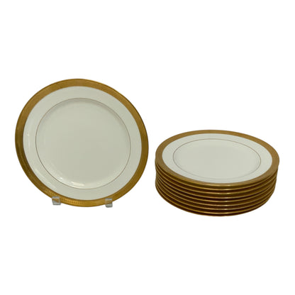 Minton England H1934 Gold Encrusted Greek Key Luncheon Plates Set of 10 9" c. Early 20th Century