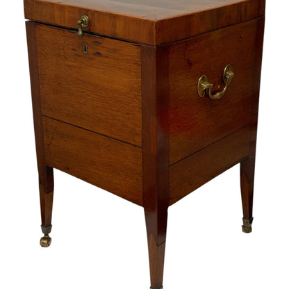 George III/Regency/Federal Inlaid Flame Mahogany Square Cellarette on Stand Circa 1795–1810