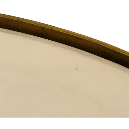 Vintage Hollywood Regency French Style Gilt Bronze & White Marble Gueridon Table Manner of Maison Jansen 26” Round 1960s-1980s