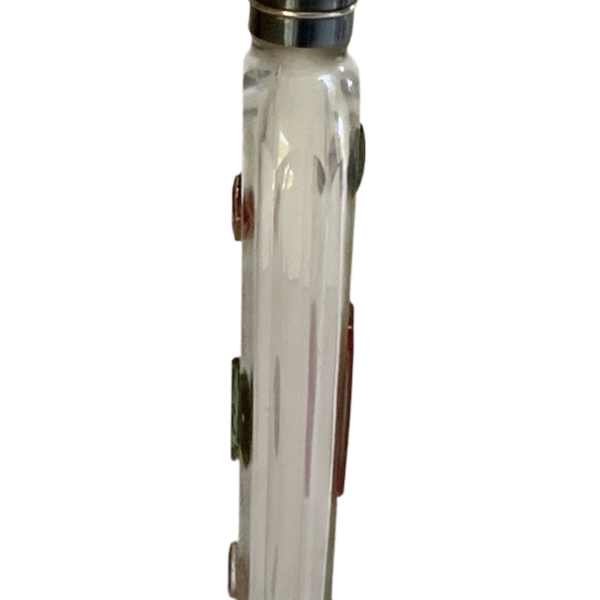 Antique Bohemian Jeweled Glass Pocket Scent Bottle Hinged Cap & Intact Ground Glass Stopper Czech c.1890