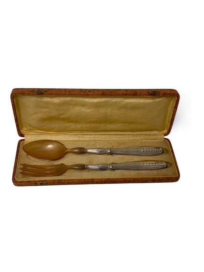 Antique French Bazin & Cie Paris .950 Silver Carving Knife & Fork Set France c. 1900
