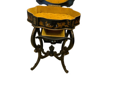 Antique Burgauté Black Lacquer & Mother-of-Pearl Sewing Table Circa 1850–1880