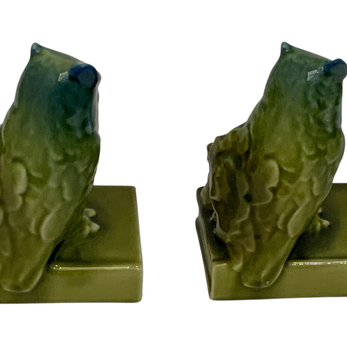 Antique Rookwood Pottery #2655 Owl Bookends Blue-Green High Glaze Made in USA 1927