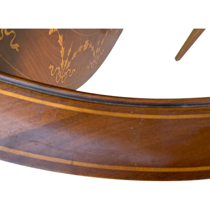 Antique Rare English Sheraton Revival Mahogany & Marquetry Circular Pivoting-Center Games Table 19th Century
