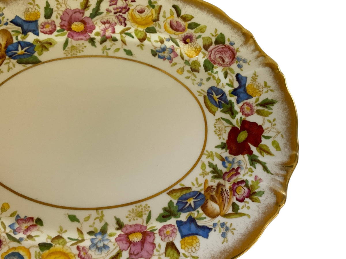 Vintage Hammersley "Queen Anne" Bone China 13.5" Oval Serving Platter Made in England 1940s-1950s