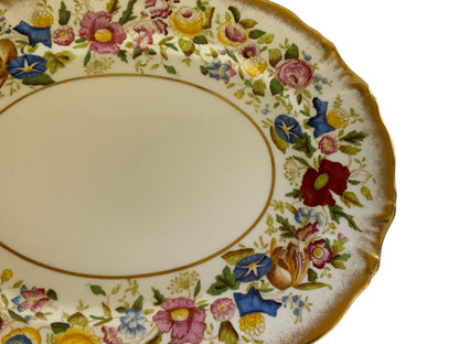 Vintage Hammersley "Queen Anne" Bone China 13.5" Oval Serving Platter Made in England 1940s-1950s