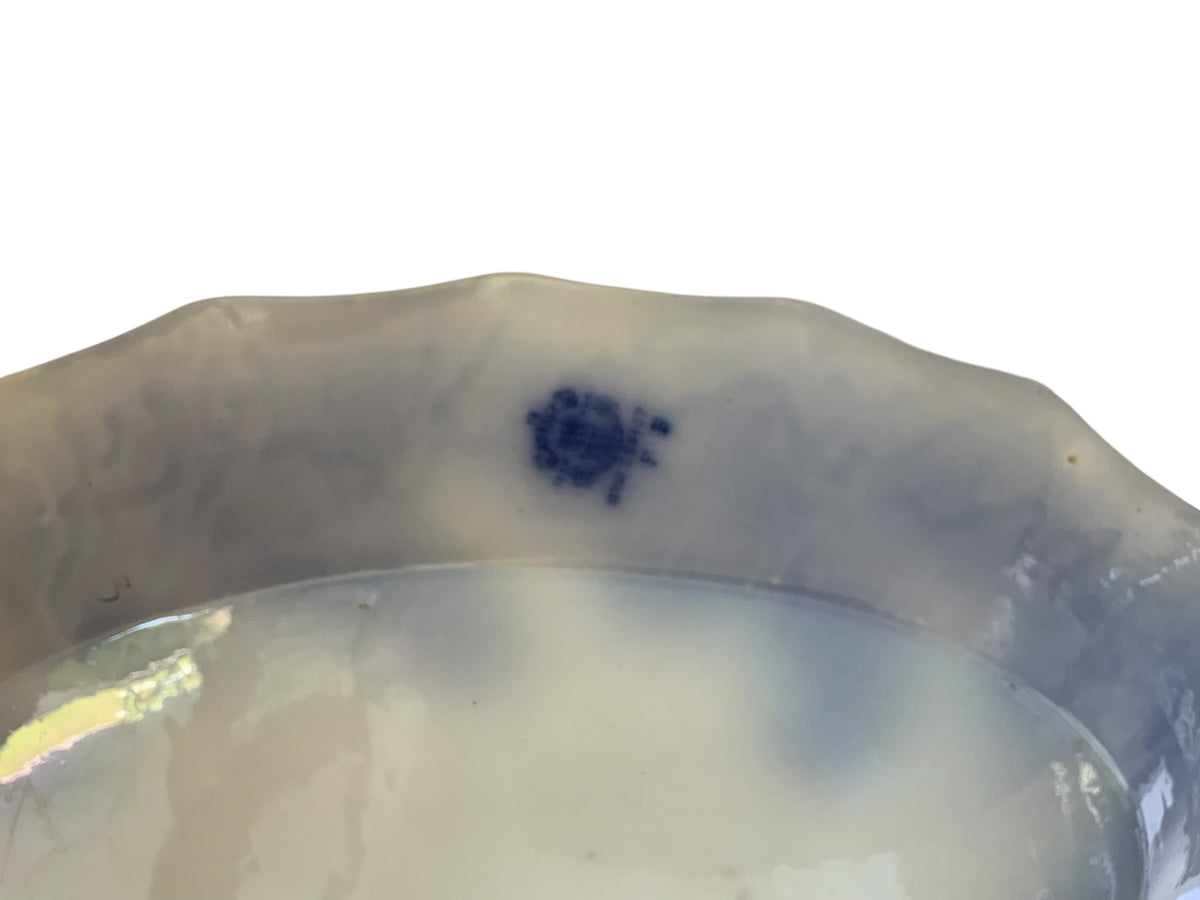 Antique W.H. Grindley Flow Blue Argyle 17" Oval Serving Turkey Platter c. 1895 Made in Staffordshire England