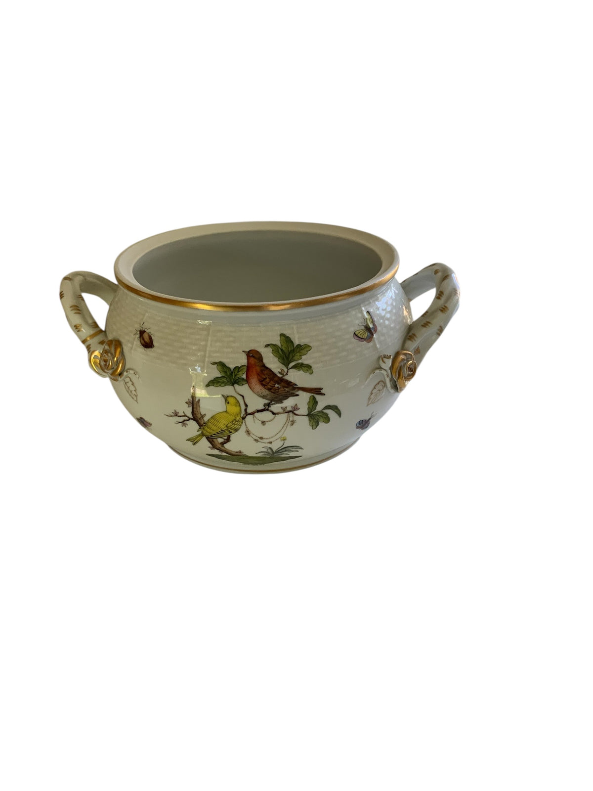 Herend Rothschild Bird Round Soup Tureen Base w/Handles Porcelain 19/RO Made in Hungary