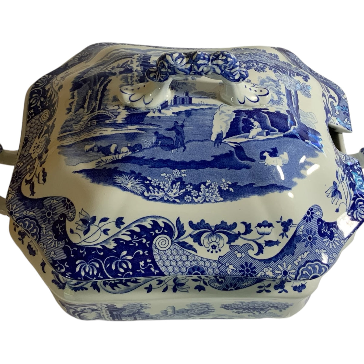 Vintage Authentic Spode Blue Italian Large Soup Tureen w/Lid England c.2000-2009