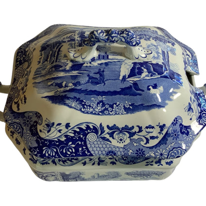 Vintage Authentic Spode Blue Italian Large Soup Tureen w/Lid England c.2000-2009