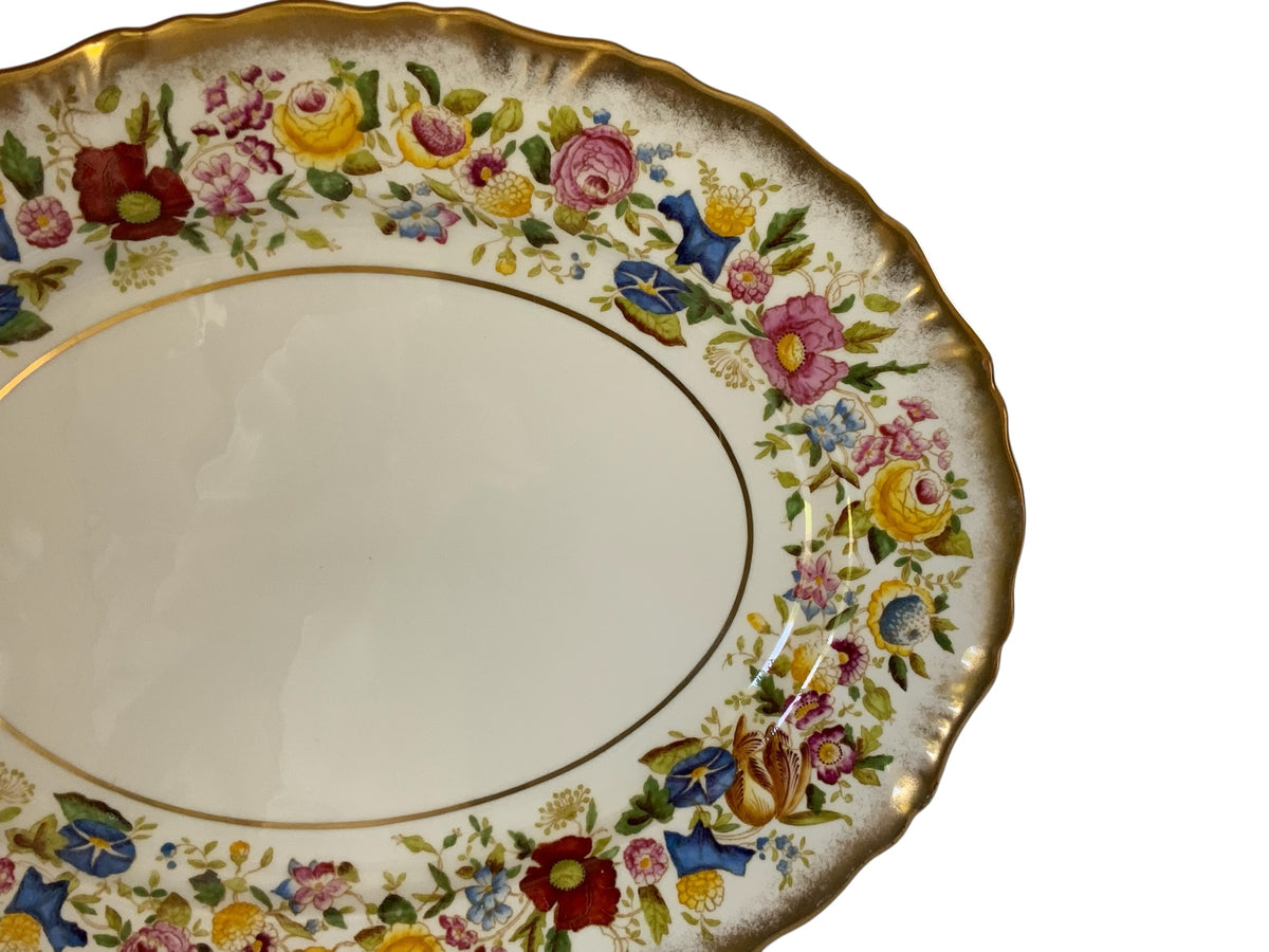 Vintage Hammersley "Queen Anne" Bone China 16" Oval Serving Platter Made in England 1940s-1950s