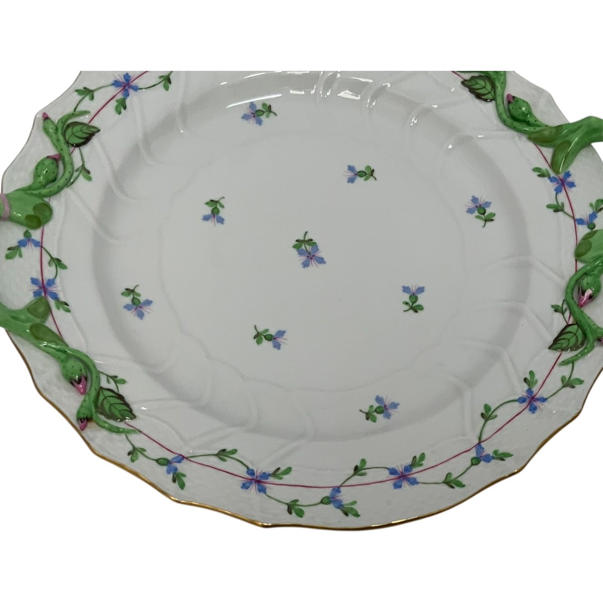 Herend Blue Garland PBG Model 1173 Handled 12-Inch Chop Plate Round Serving Platter Hungary c. 1960-1980 Discontinued