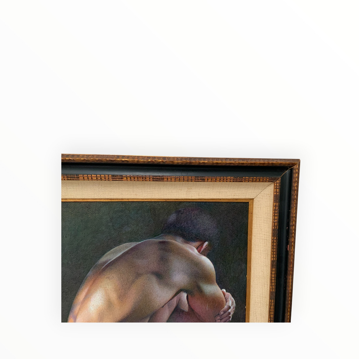 Wade Reynolds (1929-2011) Kneeling Male Nude Oil on Canvas USA 1976
