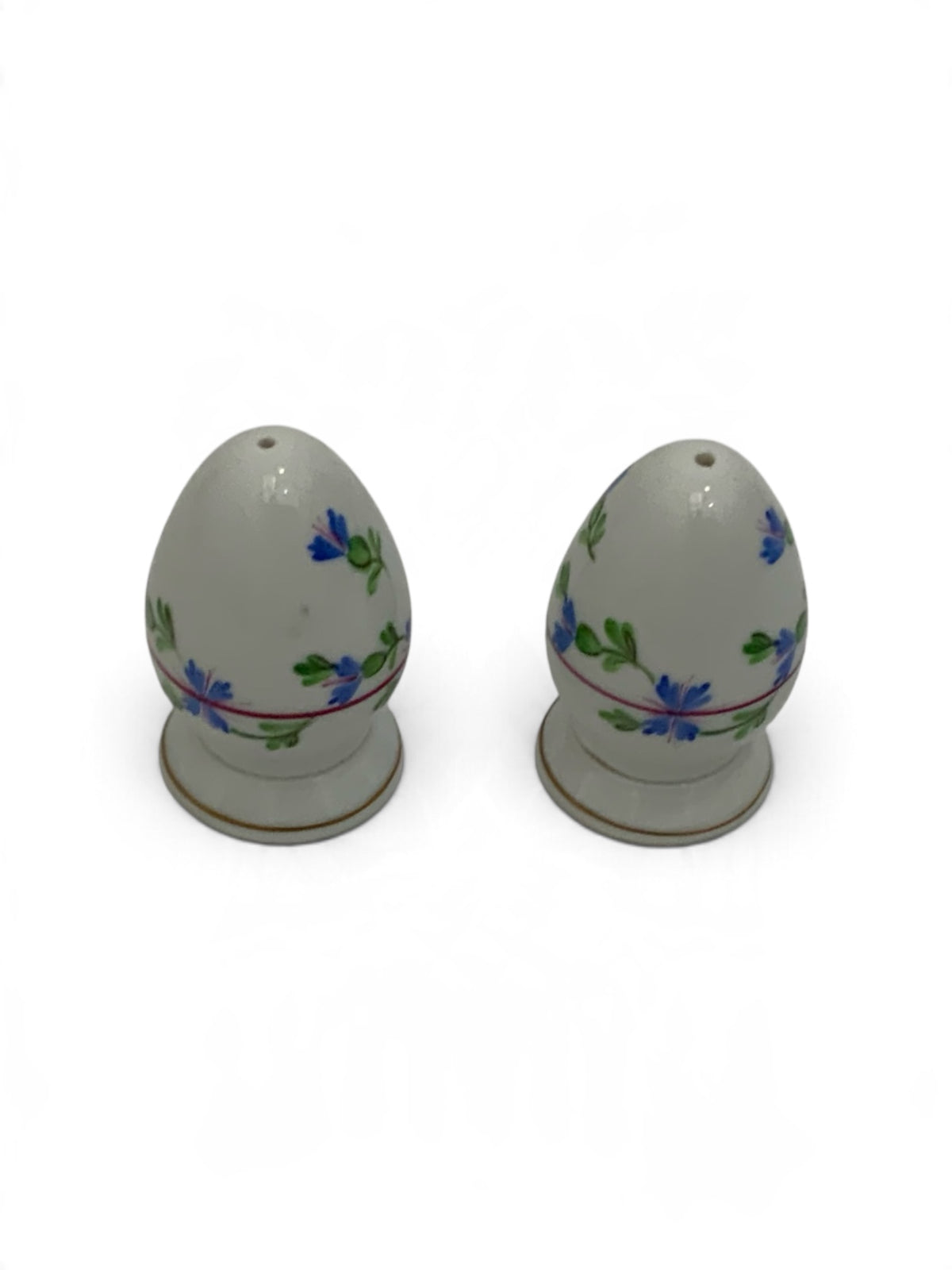 Vintage Herend Blue Garland PBG Hand-Painted Porcelain Salt & Pepper Shakers Pair Models 250 Hungary c. 1980s