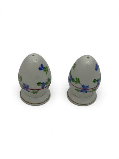 Vintage Herend Blue Garland PBG Hand-Painted Porcelain Salt & Pepper Shakers Pair Models 250 Hungary c. 1980s