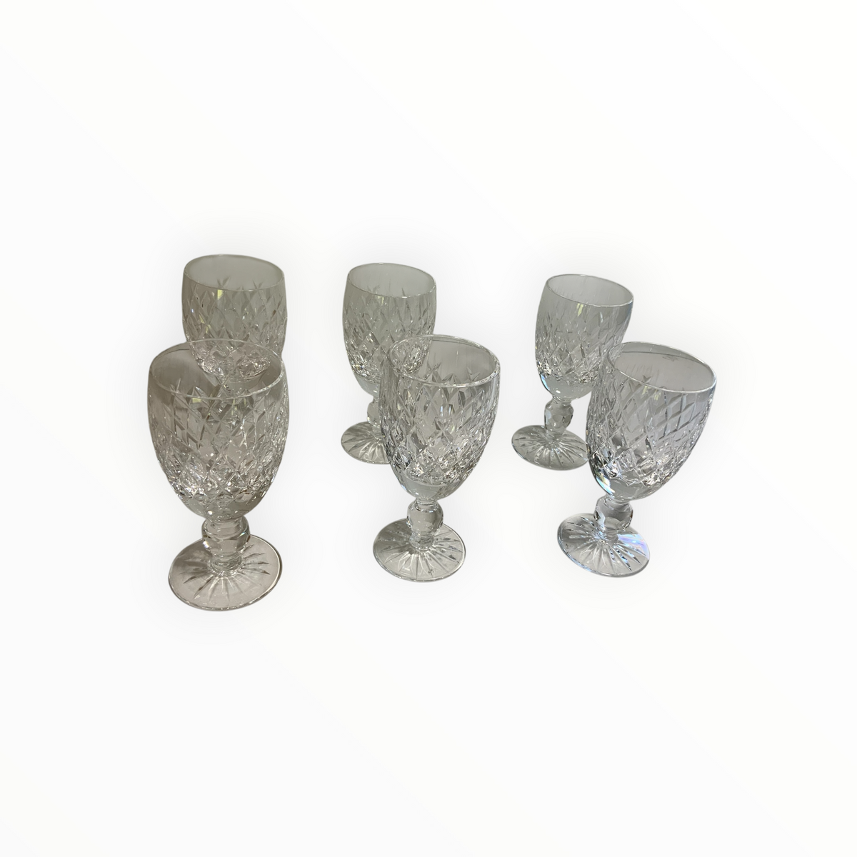 Vintage Waterford Crystal Alana Sherry Glasses Set of 6 Ireland 1952 - 2022
