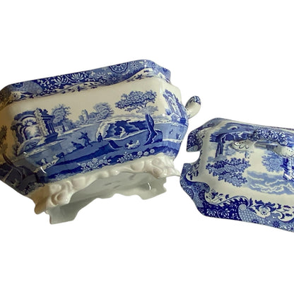 Vintage Authentic Spode Blue Italian Large Soup Tureen w/Lid England c.2000-2009