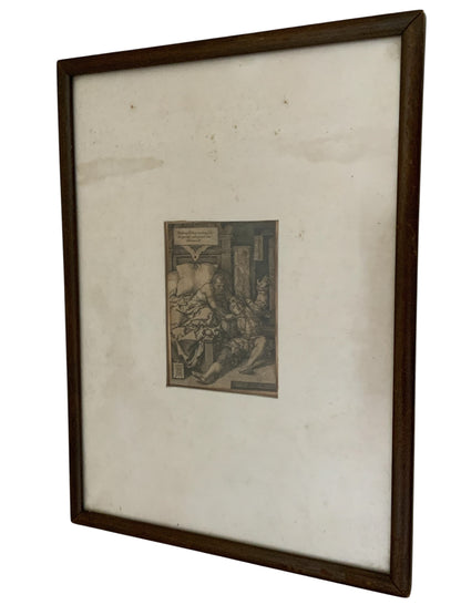 Antique Heinrich Aldegrever (1502-1558) Engraving Judge Herkinbald Stabbing His Nephew Germany 1553