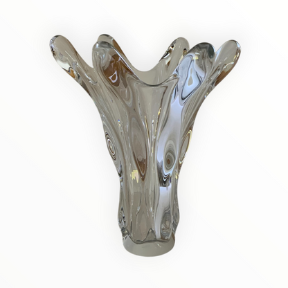 Vintage MCM Art Vannes France Large Sculptural Crystal Splash Vase 14.25" France c. 1960s-1970s