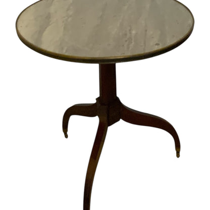 French Louis XVI/Regency Style Guéridon Table Mahogany Marble Top Brass Gallery 19th-20 Century