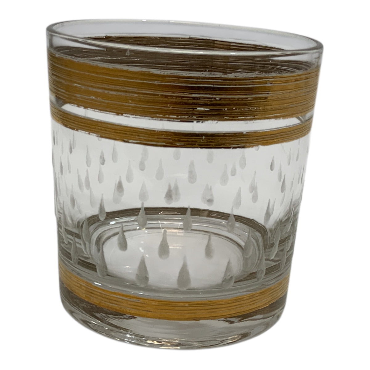 Vintage Culver or Cera Gold Banded Raised Water Drop Rocks Glasses Set of 6 USA 1950s-1970s