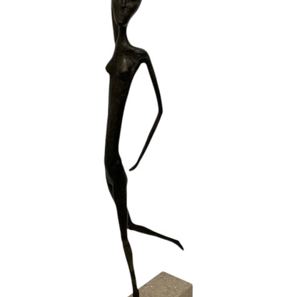 Aharon Bezalel Israeli Modernist Bronze Female Nude Sculpture, Late 1950s–1960s