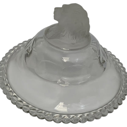 Antique Gillinder & Sons Frosted Lion Pattern Covered Glass Compote 11" America c. 1876–1900