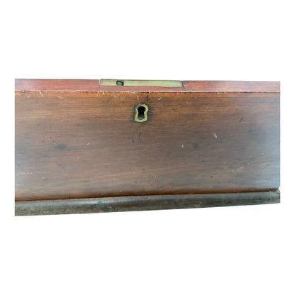 Antique 19th Century Mahogany Document Storage Box with Brass Lock c. 1850-1890