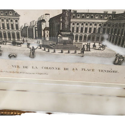 Pair of 19th C. French Architectural Engravings of Place Vendôme Custom Framed by J. Pocker & Son, NYC