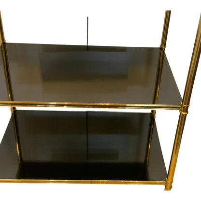 Mid-Century Hollywood Regency Brass & Black Lacquer Low Console In the Style of Billy Baldwin for Frederick P. Victoria & Son Circa: 1970s