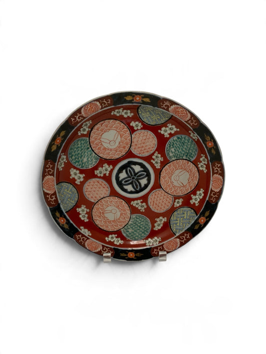 Antique Japanese Meiji Imari Porcelain Charger with Raised Enamel Flowers, c. 1880–1912