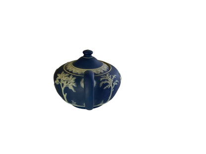 Antique Wedgwood Cobalt Blue Jasperware Dip Teapot Made in England c. 1891-1908