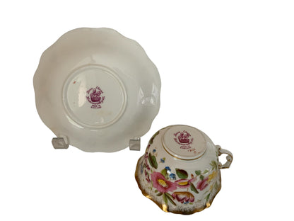 Vintage Hammersley "Queen Anne" Bone China Flat Cup & Saucer Made in England 1940s-1950s