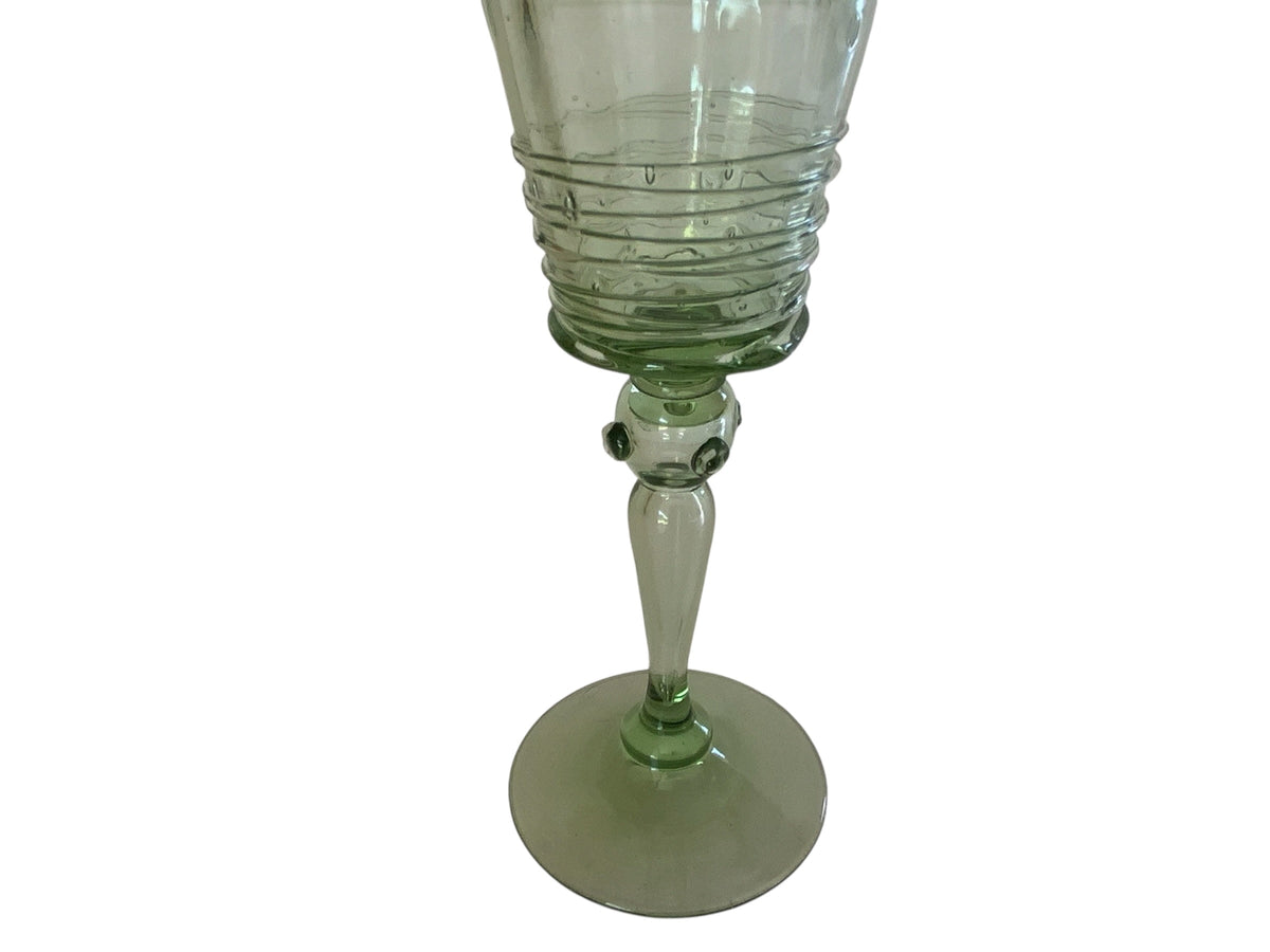 Antique Steuben Frederick Carder Spanish Green Threaded Cordial Glass Shape No. 6359 USA c. 1925