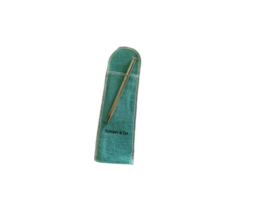 Vintage Tiffany & Co. Sterling Silver T-Clip Ballpoint Pen with Pouch Made in USA 1980s-1990s
