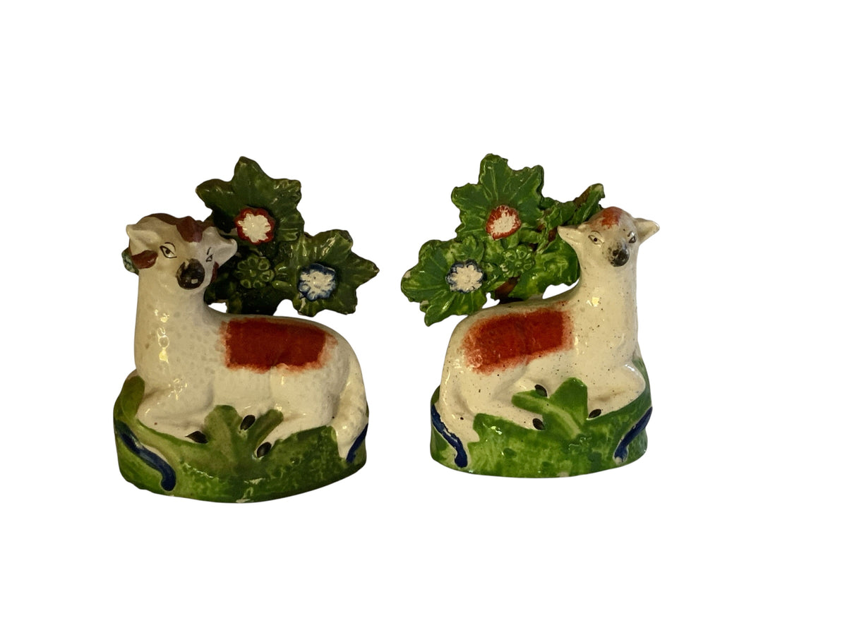Antique Staffordshire Pearlware Figures Ewe Ram Made in England 1780-1840