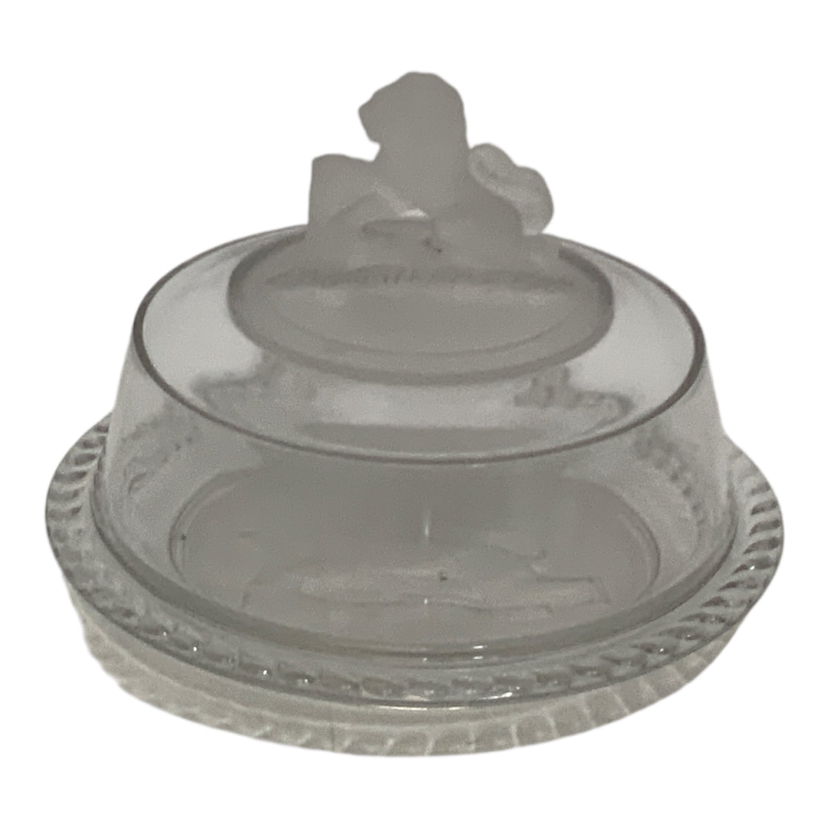 Antique Gillinder & Sons 6" Frosted Lion Covered  Cheese / Butter Dish with Underplate America c. 1876–1900
