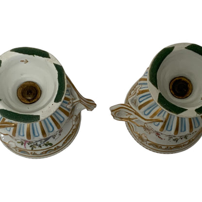 Antique Pair Edmé Samson Paris Chelsea-Style Porcelain Bird Potpourri Urns France c. 1885-1920