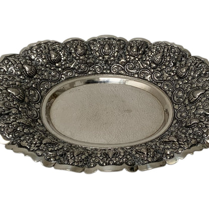 HST Antique Djokja Yogya .800 Silver Articulated Pierced Footed Centerpiece Bowl c. 1930s-1940s