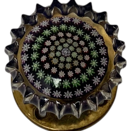 Vintage Perthshire Paperweights Signed Concentric Millefiori Glass Door Knob Scotland c. 1980s-1990s