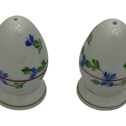 Vintage Herend Blue Garland PBG Hand-Painted Porcelain Salt & Pepper Shakers Pair Models 250 Hungary c. 1980s