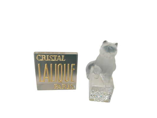 Vintage Lalique France “Dendourette” Cat Crystal Figurine, Marie-Claude Lalique (1935–2003) 1991