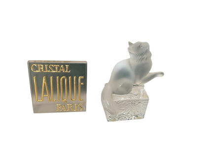 Vintage Lalique France “Dendourette” Cat Crystal Figurine, Marie-Claude Lalique (1935–2003) 1991