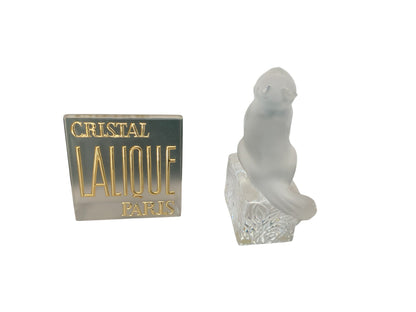 Vintage Lalique France “Dendourette” Cat Crystal Figurine, Marie-Claude Lalique (1935–2003) 1991