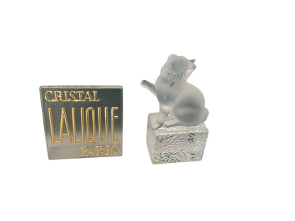 Vintage Lalique France “Dendourette” Cat Crystal Figurine, Marie-Claude Lalique (1935–2003) 1991